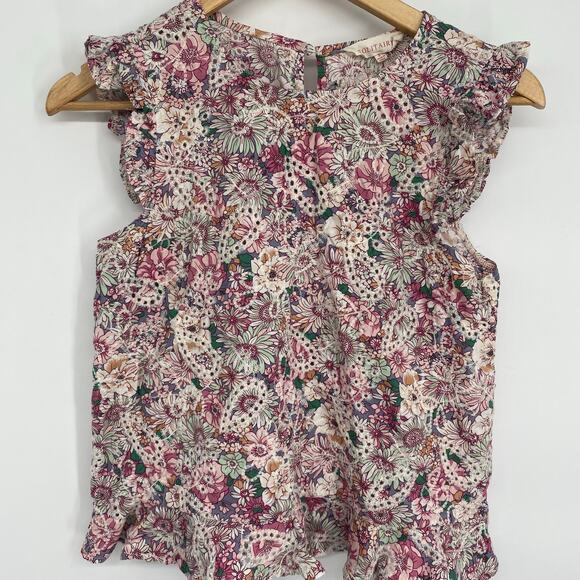 Solitaire Top Embroidered Floral Lace Eyelet Ruffle Sleeve Romantic Feminine S - Picture 1 of 7